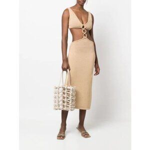 💕CULT GAIA💕 Enzo North-South Caged Tote Bag Faux Leather ~ Off-White NWT